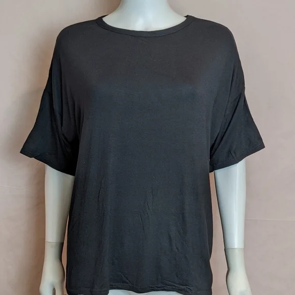 Boohoo Black Basic Oversized Crew Neck Tee - Picture 1 of 5